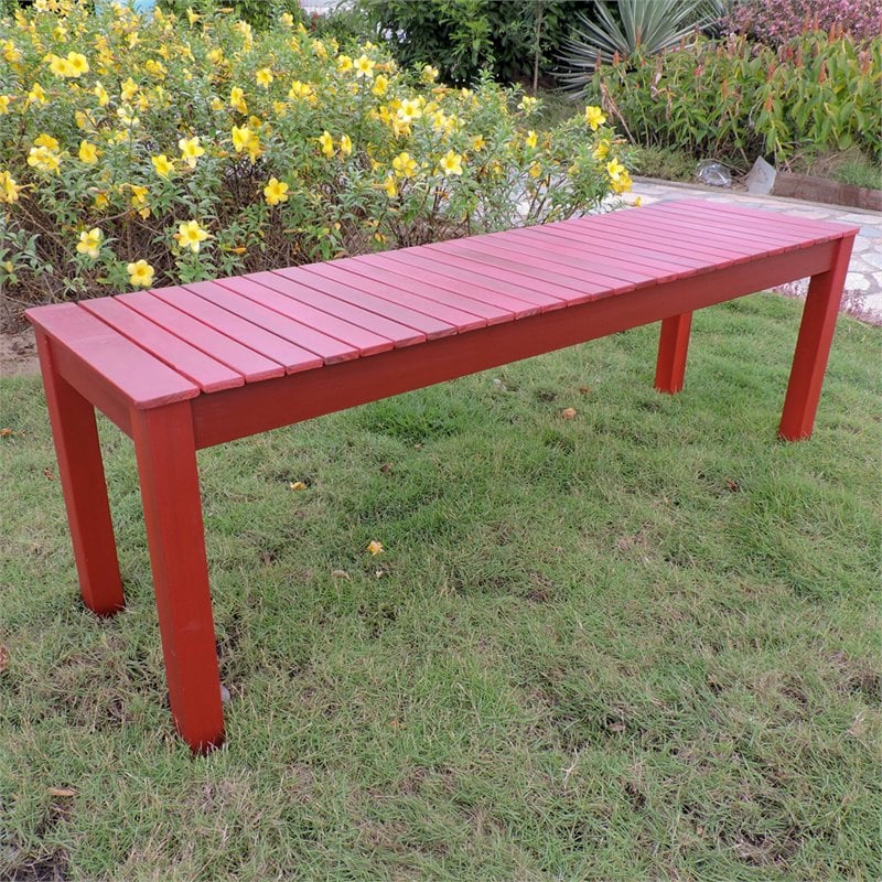 International Caravan Royal Fiji Patio Garden Bench in Barn Red