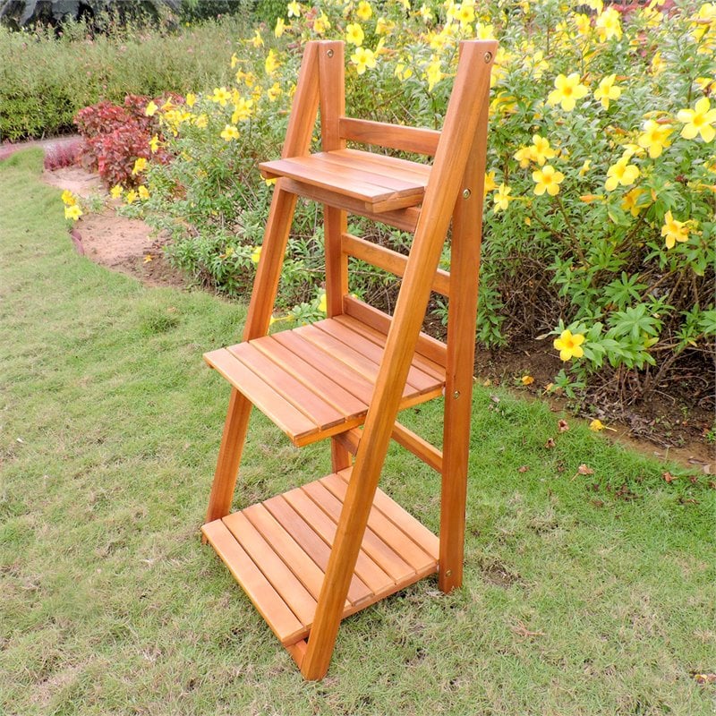 International Caravan Royal Fiji 3 Tier Plant Stand in Stain