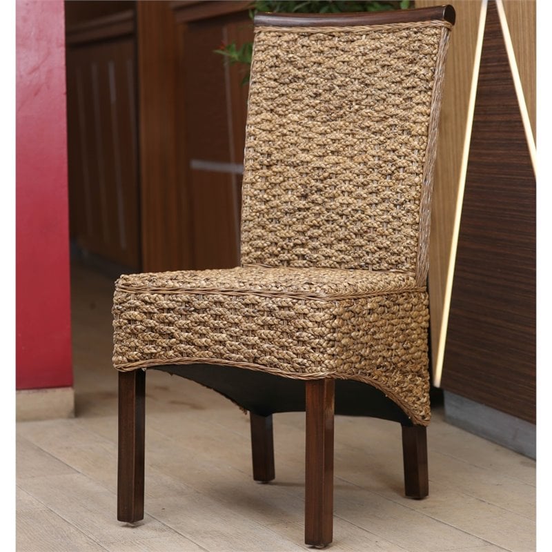 Munga Hand-Woven Mahogany Dining Chair (Set of 2)