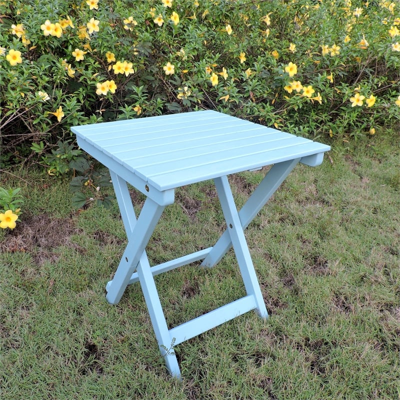 International Caravan Camden Folding Wood End Table in Sky Blue