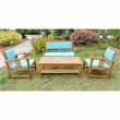 International Caravan Brisbane 4-Piece Wood Patio Conversation Set in Brown/Blue