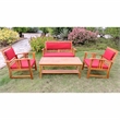 International Caravan Brisbane 4-Piece Wood Patio Conversation Set in Brown/Red
