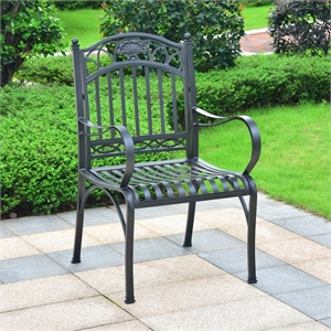 International Caravan Segovia Iron Patio Dining Chair in Black (Set of 2)