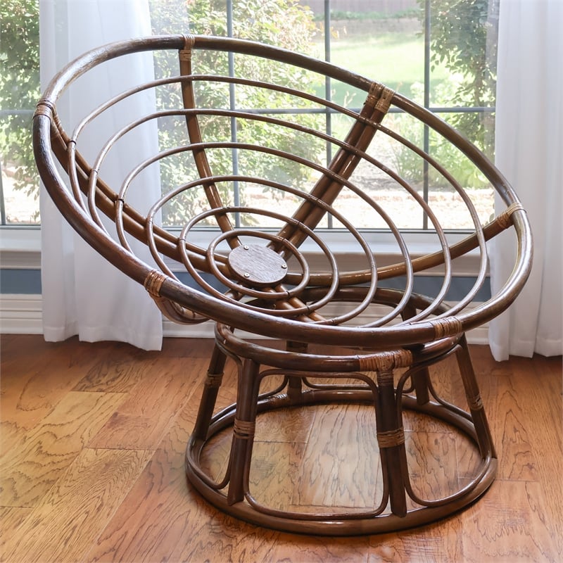 Bali 42-inch Modern Wicker / Rattan Brown Rattan Papasan Chair Replacement Frame