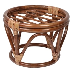 International Caravan Bali 18&quot Rattan Papasan Outdoor Ottoman Frame - Dark Honey