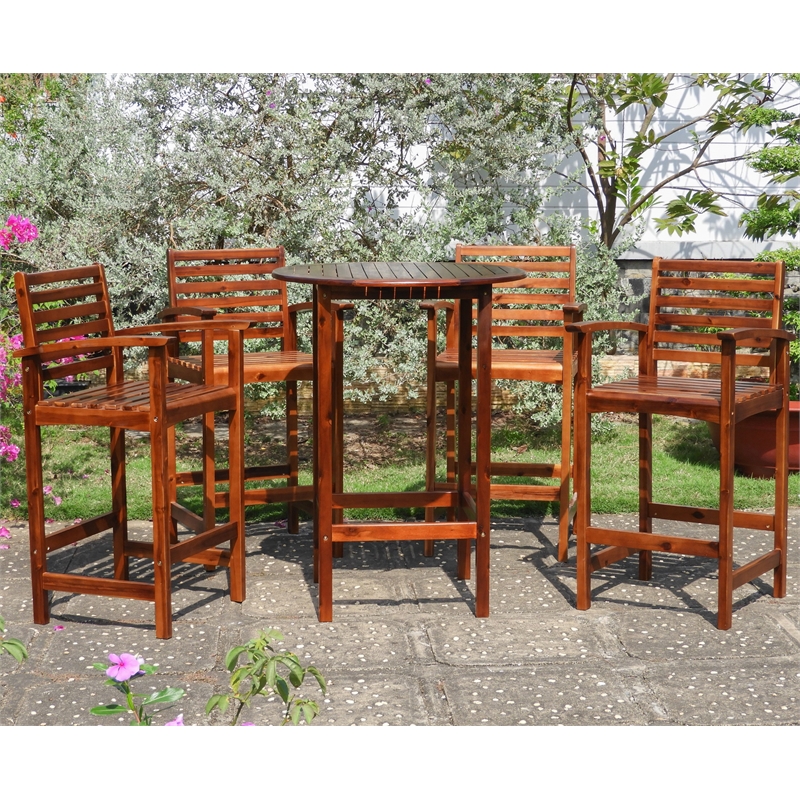 Highland 5-Piece Acacia Bar-Height Dining Set