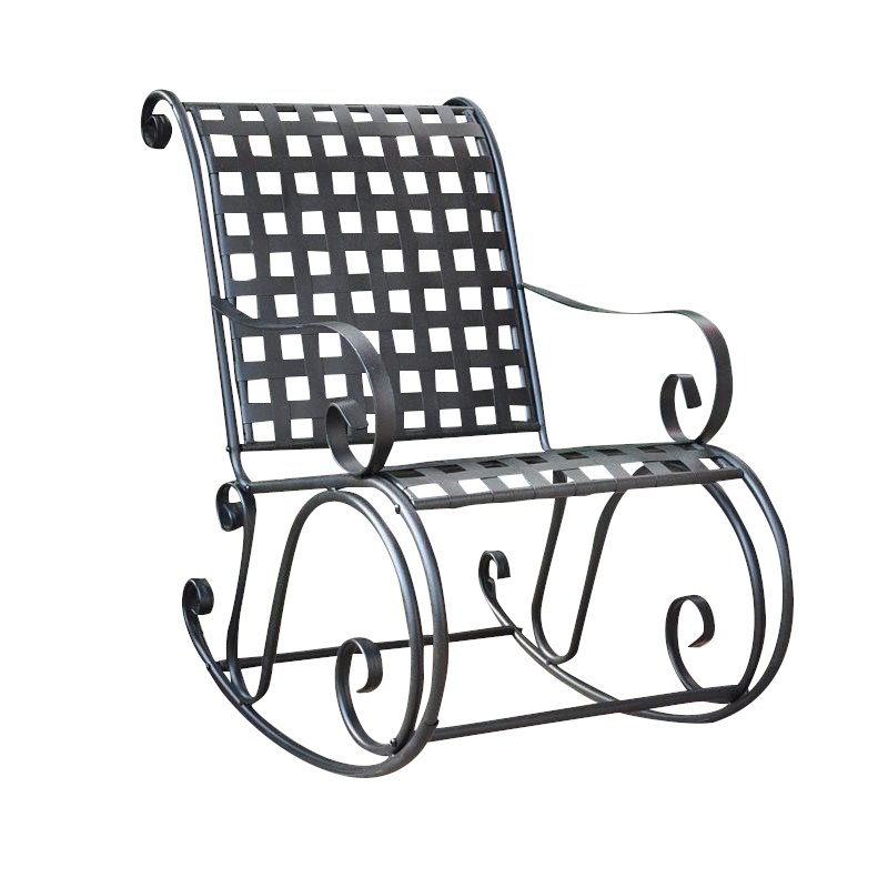 International Caravan Mandalay High Back Iron Patio Rocker in Black