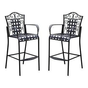 International Caravan Mandalay 30&quot Patio Bar Stool in Black (Set of 2)