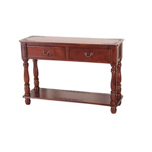 2 Drawer Rectangular Console Table in Dual Walnut Stain
