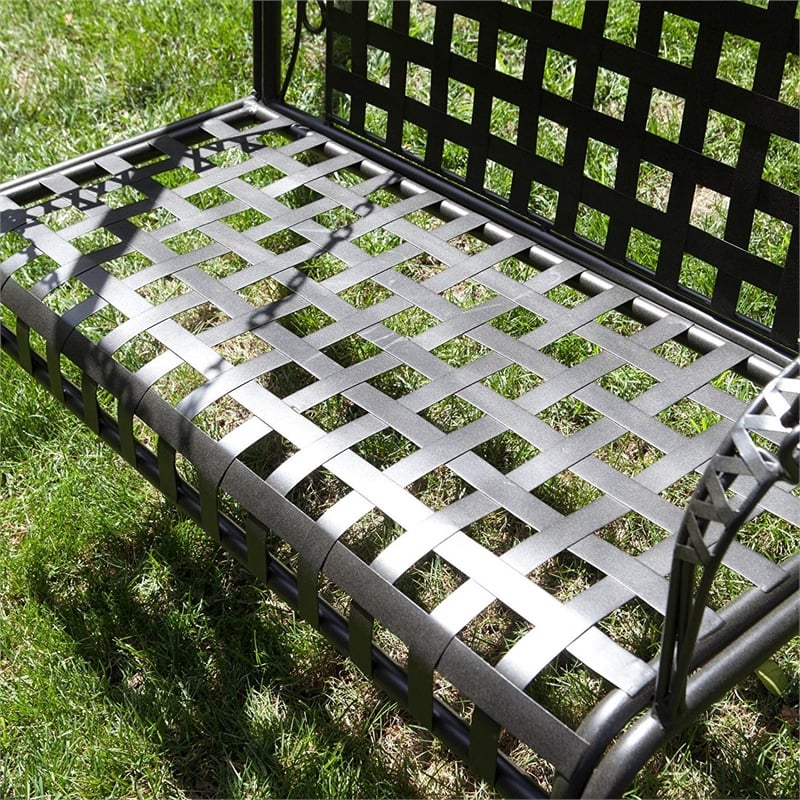 International Caravan Mandalay Iron Patio Porch Swing in Antique Black