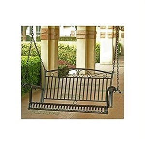 International Caravan Tropico Iron Patio Porch Swing in Black