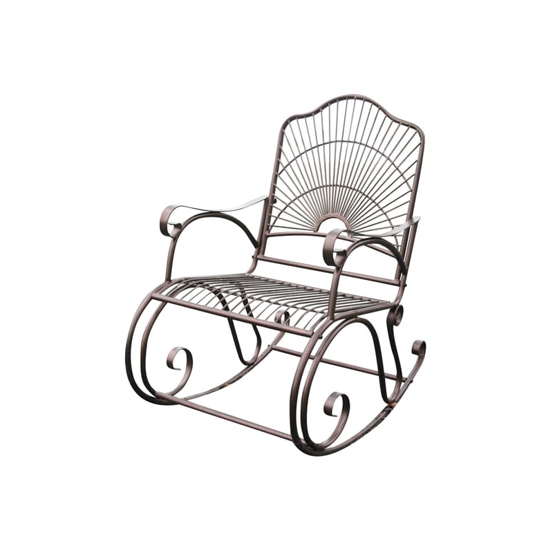 International Caravan Sun Ray Iron High Back Patio Rocker in Bronze