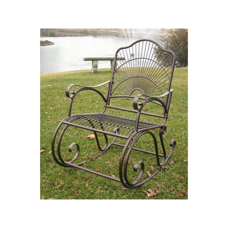International Caravan Sun Ray Iron High Back Patio Rocker in Bronze