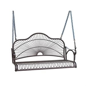 International Caravan Sun Ray Iron Patio Porch Swing in Bronze