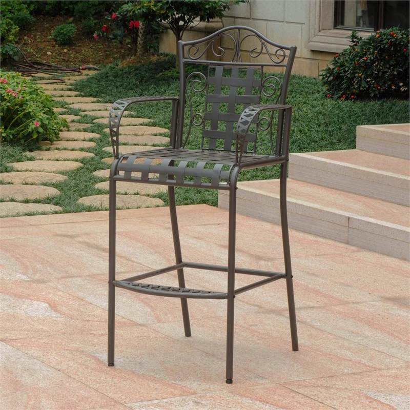 International Caravan Mandalay 3 Piece Iron Patio Pub Set in Black