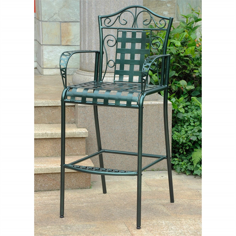 International Caravan Mandalay 3 Piece Iron Patio Pub Set in Black