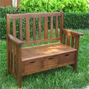 highland acacia slatted bench