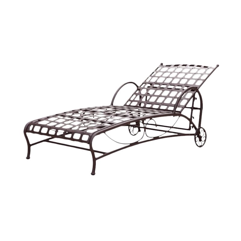 International Caravan Santa Fe Iron Patio Chaise Lounge in Matte Brown