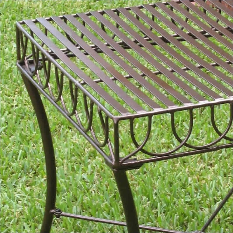 International Caravan Sun Ray Iron Patio Side Table in Bronze