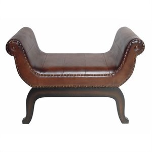 International Caravan Carmel Faux Leather Vanity Stool in Brown