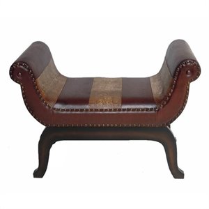 International Caravan Carmel Faux Leather Vanity Stool in Mix Pattern