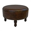 International Caravan Carmel Faux Leather Ottoman Stool in Brown
