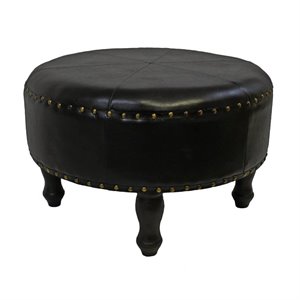 Faux Leather Ottoman Stool in Chocolate