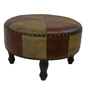 Faux Leather Ottoman Stool in Mix Pattern