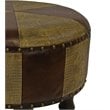 International Caravan Carmel Faux Leather Ottoman in Mix Pattern