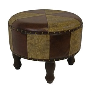 International Caravan Carmel Faux Leather Ottoman in Mix Pattern