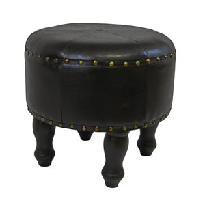 Faux Leather Stool in Dark Chocolate