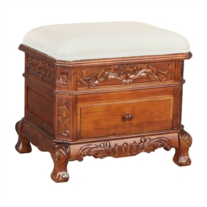 International Caravan Windsor Storage Vanity Stool in Walnut Stain