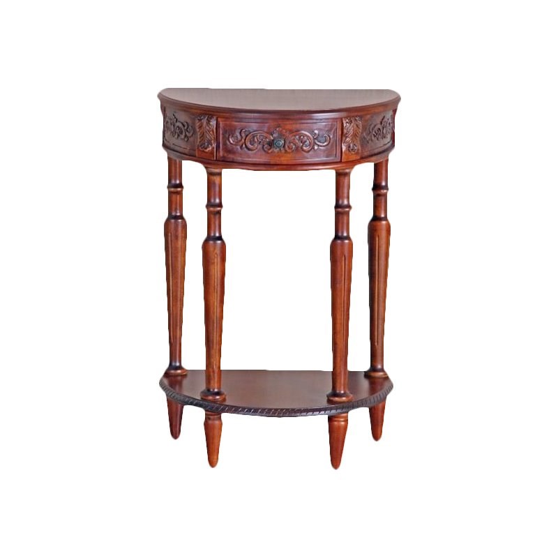 International Caravan Windsor Half Moon Console Table in Walnut Stain