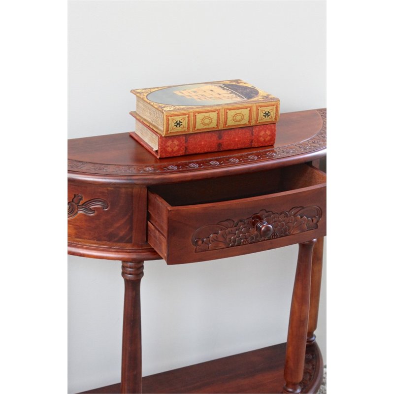 Half Moon Wall Table in Walnut Stain 3867