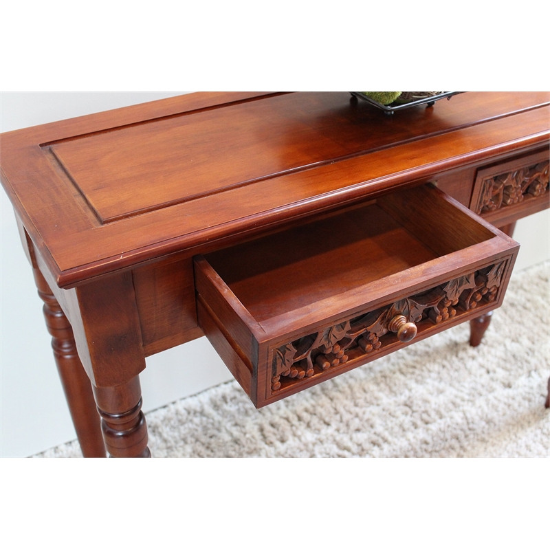 International Caravan Windsor 2 Drawer Console Table in Walnut Stain