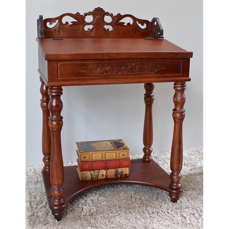 International Caravan Windsor Lift Top Writing Desk in Walnut Stain