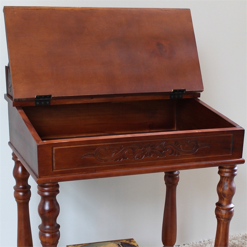 International Caravan Windsor Lift Top Writing Desk in Walnut Stain