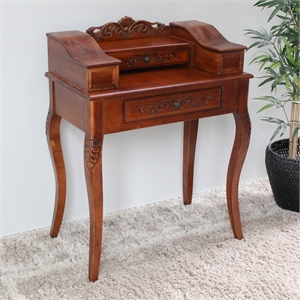 International Caravan Windsor 2 Drawer Telephone Accent Table in Dual Walnut Stain