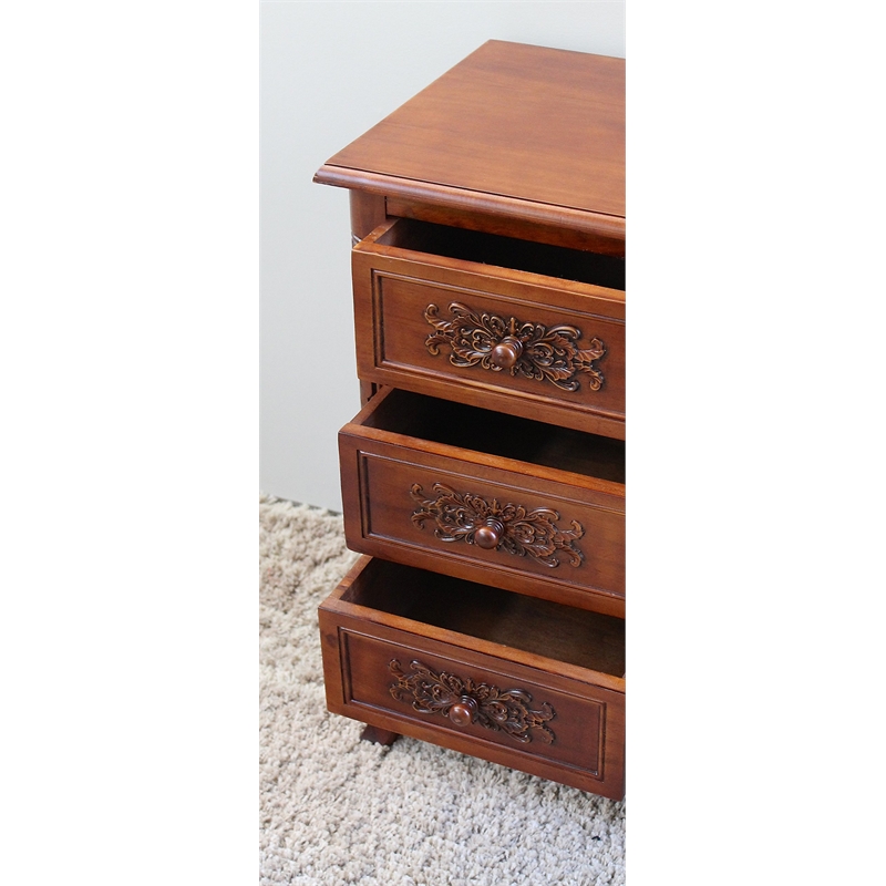 International Caravan Windsor 3 Drawer End Table in Walnut Stain