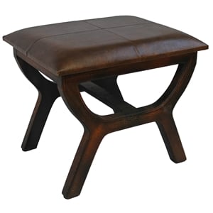 International Caravan Carmel Faux Leather Stool in Brown