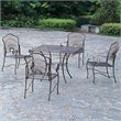 International Caravan Sun Ray 5 Piece Iron Patio Dining Set in Bronze