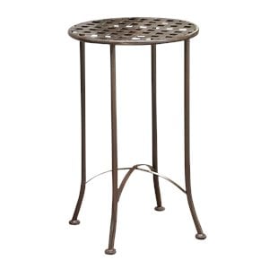 International Caravan Mandalay Iron Patio Side Table in Matte Brown