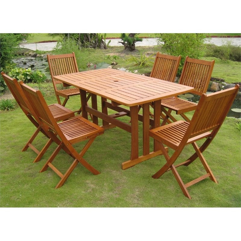 International Caravan Royal Tahiti 7 Piece Wood Patio Dining Set