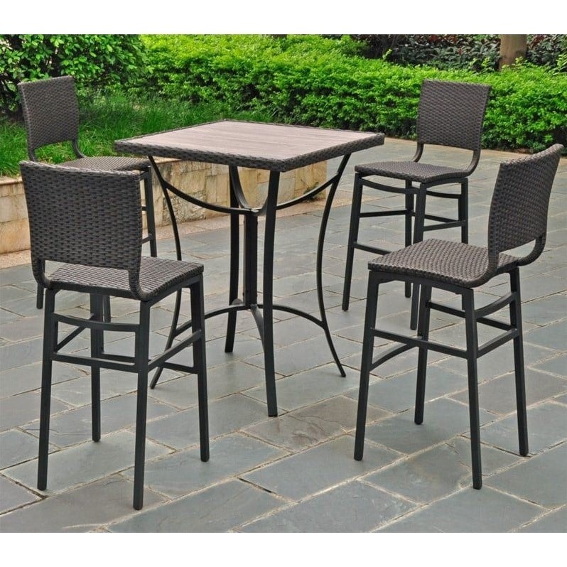 International Caravan Barcelona 5 Piece Patio Pub Set in Antique Black