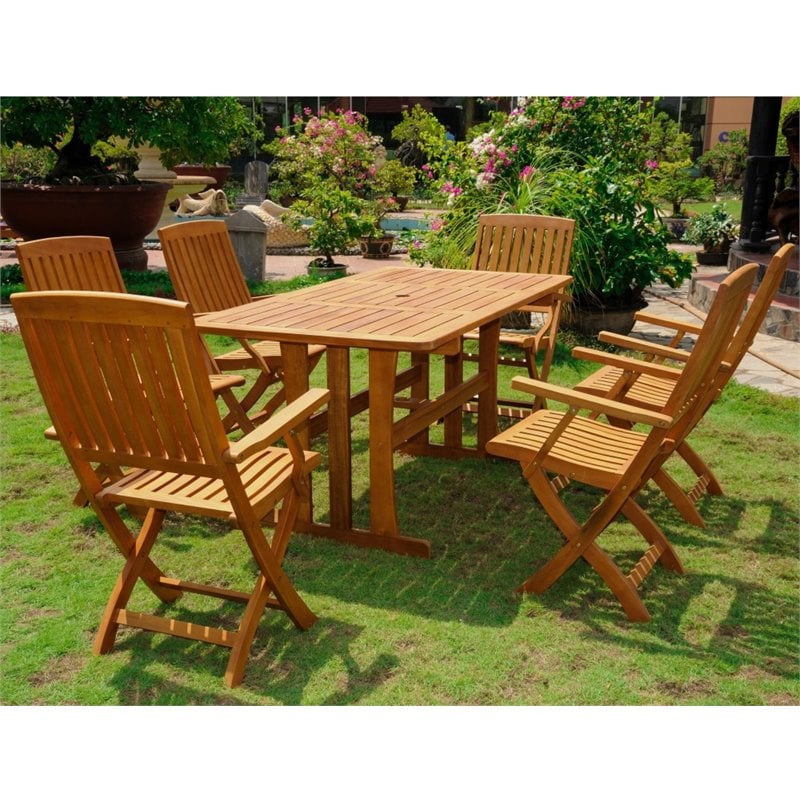 International Caravan Royal Tahiti 7 Piece Wood Patio Dining Set