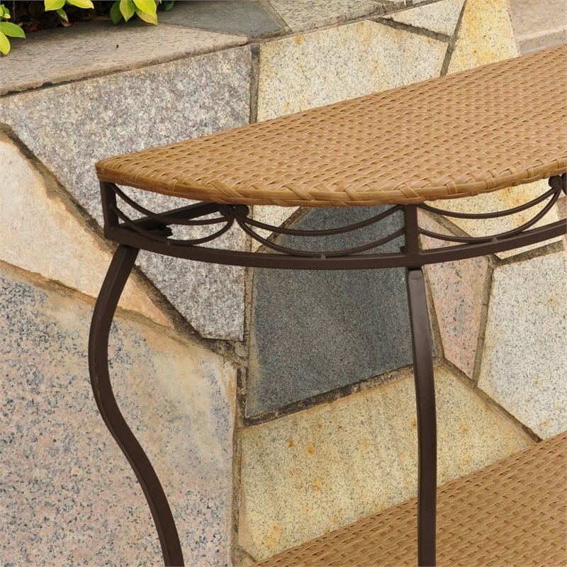 Valencia Half Moon Resin Wicker Console Table