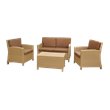 International Caravan Barcelona 4 Piece Patio Sofa Set in Honey