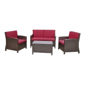 International Caravan Barcelona 4 Piece Patio Sofa Set in Chocolate