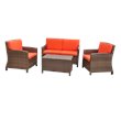 International Caravan Barcelona 4 Piece Patio Sofa Set in Brown