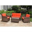 International Caravan Barcelona 4 Piece Patio Sofa Set in Brown